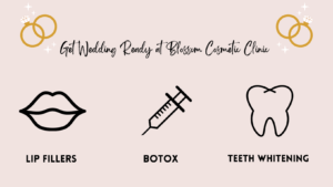 Get wedding ready at Blossom Cosmetic Clinic graphic. Lip fillers, Botox injection and teeth whitening 